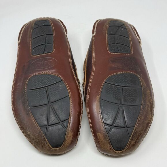 Cabelas Oil Tanned Leather Slippers Mens 9 M Sherpa Lined Moccasin Loafers - Picture 15 of 16